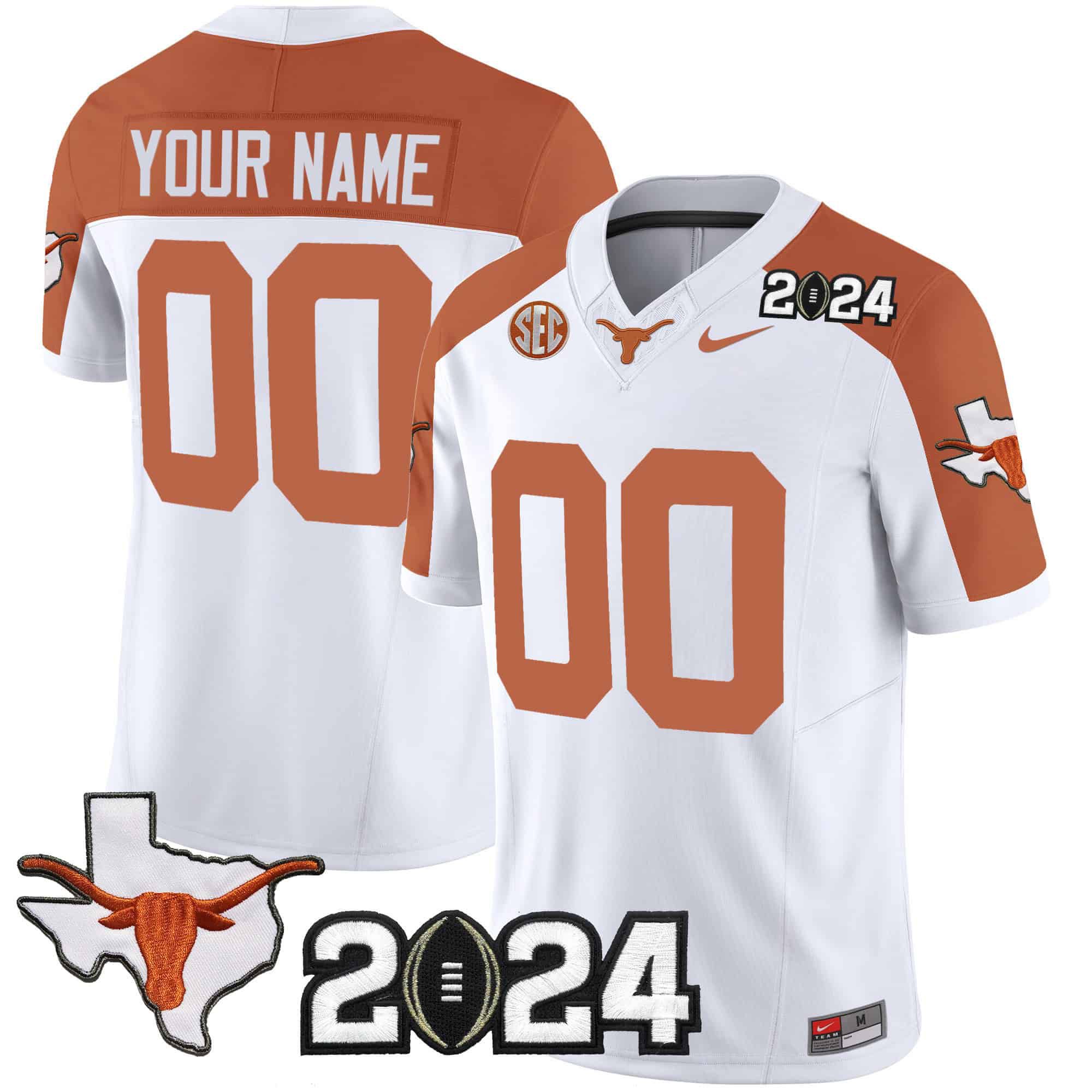 Men Texas Longhorns White 2024 Nike Vapor Limited Custom NCAA Jersey style 1